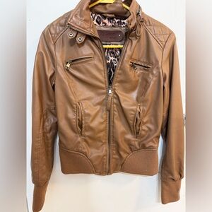 Ci Sono Tan woman’s Jacket with Leopard Lining